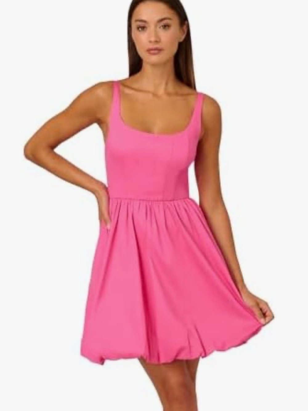 Adrianna Papell Bright Pink Scoop Neck Mini Dress